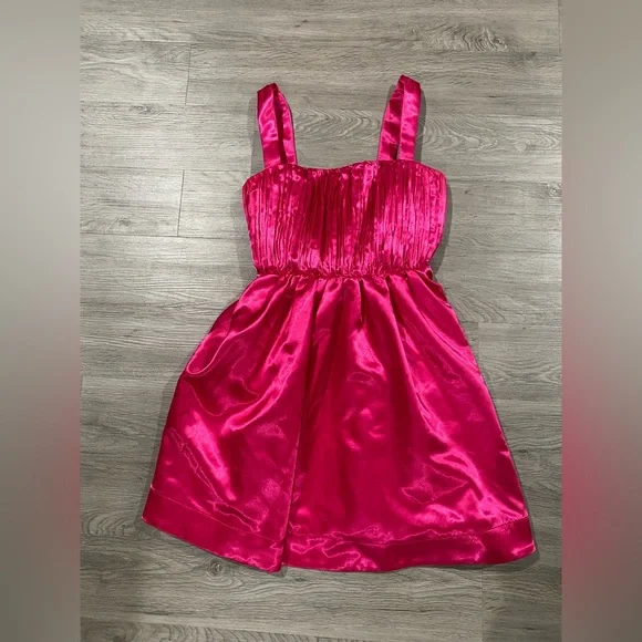 Maeve Bow-Tie Satin Mini Dress Elegant Pink 4‎ - Picture 3 of 5